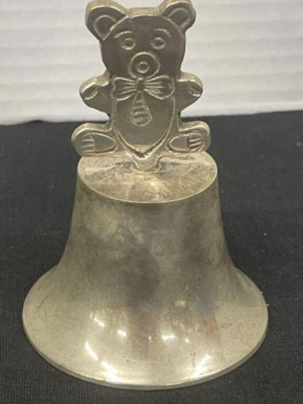 Vintage Ornate Teddy Bear Metal Bell Silverplate - Picture 6 of 7